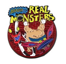 Aaahh!!! Real Monsters Animated TV Series Collage Metal Enamel Pin NEW UNUSED - £6.19 GBP