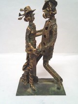 Brass Metal Sculpture Man Woman Dancing Couple Signed M Grum 10&quot; - £39.10 GBP