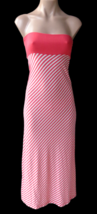 Red White Diagonal Stripe Soft Knit Strapless Long Maxi Dress Sz S Stretch - £12.44 GBP