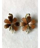 Coro Silver Tone Flower with Heart Petals Clip on Earrings 1 1/4&quot; Vintage - £10.59 GBP