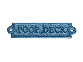 [Pack Of 2] Rustic Light Blue Whitewashed Cast Iron Poop Deck Sign 6&quot;&quot; - £33.45 GBP