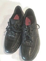 Clarks Dress Shoes Mens Size 11 Lace Up Matte Black Lightweight Leather - £18.60 GBP
