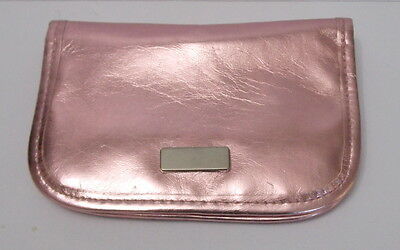 Mally Make-Up Cosmetic Case with Brush Pink Metallic Snapped Foldover - $12.17
