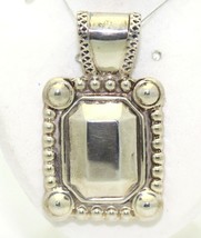 ENGRAVABLE RECTANGLE BEAD ACCENTS PENDANT REAL SOLID .925 STERLING SILVER 13.0 g - £50.80 GBP