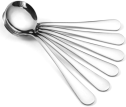 Hiware 12-Piece Soup Spoons, round Stainless Steel Bouillon Spoons - £12.19 GBP