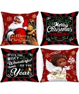 Black Santa 18x18 Christmas Pillow Covers Set of 4 Black African America... - $32.76