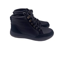 Vionic Whitley Hi Top Sneakers Boots Ankle Black Leather Zipper Womens 6.5 - £35.12 GBP