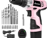 The Avid Power Cordless Drill Pink, 12V Power Drill Set With 22 Pcs. Impact - $44.97