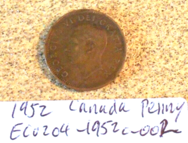 1952 Canada Penny Rim Strike/Die Break Error; Vintage Old Coin Foreign Money - £3.87 GBP
