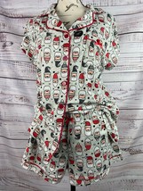 Santas Treasures 2 Piece Shirt Shorts Pajama Set Women L Gnome Stretch Christmas - £17.77 GBP