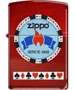 Gentleman's Bet Poker Chip on Candy Apple Red Zippo Lighter - $28.45