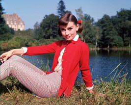 Love in the Afternoon Featuring Audrey Hepburn 11x14 Photo pose by lake - $14.99