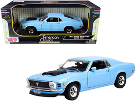 1970 Ford Mustang Boss 429 Light Blue 1/18 Diecast Car Motormax - £46.91 GBP