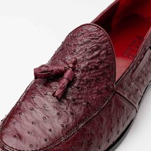 Aubiere Genuine Ostrich Quill Slip on Shoes Wine image 3