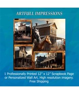 Western Horses &amp; Frontier Town Personalized Scrapbook Page or Wall Art P... - $410.08 MXN