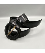 Vtg Magid Womens Belt Sz M Black Payent Leather Vinyl Covered Buckle Retro - $19.99
