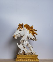 Majestic Polyresin Horse Head Sculpture: A Regal Statement in Home Decor - £69.51 GBP