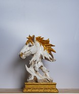Majestic Polyresin Horse Head Sculpture: A Regal Statement in Home Decor - £69.02 GBP