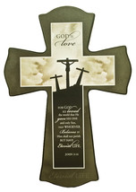 Large Wood Cross -- John 3:16 -- God is Love   (17&quot; x 12&quot; x 3/4&quot;) - £27.65 GBP