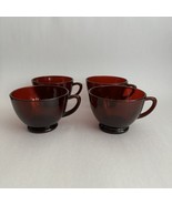 (4) Vintage Anchor Hocking Royal Ruby Red Glass Teacups Cup 6oz - $20.00
