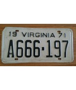 Vintage Virginia 1971 License Plate Steel Metal Black on white Automobile - $12.86