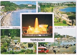 Postcard Torquay Meadfoot Beach Cockington Harbour Torre Abbey Sands England - £2.28 GBP