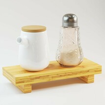 Kitchen Soap Tray Decor, Bamboo Pedestal Stand Risers Display 8.7&quot; x 3.5... - $13.86