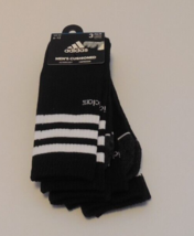 ADIDAS Men&#39;s Size 6-12 Crew Socks Athletic Cushioned 3 Pairs Black New - £13.94 GBP