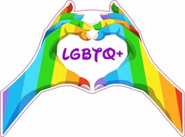 Hands Heart Love Lgbtq+ Gay Lesbian Rainbow Sticker Decal Laptop B - £3.84 GBP