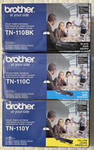 Brother TN-110BK TN-110Y TN-110C Black Cyan Yellow Cartridges Genuine Se... - $111.58