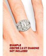 27 BAGUETTE CUT 2-CHANNEL DIAMOND RING JACKET GUARD 18K WHITE GOLD SZ 5½ - $949.41