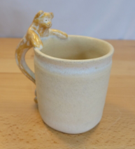 Pottery Coffee Mug With Brown Bear Figure Handle Clay Handmade Teddy Tea Cup - £13.42 GBP