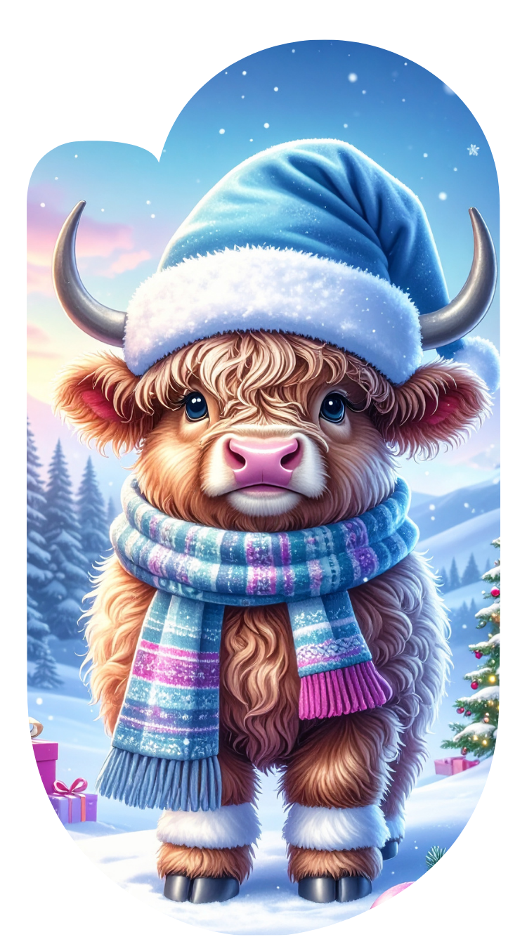Winter Christmas Cow Paperclip Design Clipart 120PNG Digital Download Bundle  Item image 4
