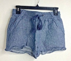 Rewind Womens Sz XS Denim Jean Shorts Elastic Tie Ruffle Hem - £7.79 GBP
