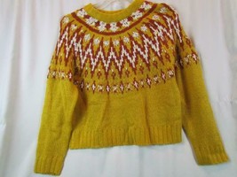 NWT Hooked Up Mustard Vanilla Combo Long Sleeve Mock Neck Sweater M Org $44 - $18.99