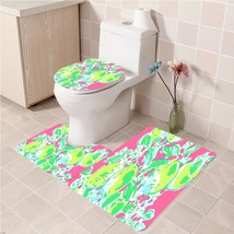 3Pcs/set Hotty Pink Lemonade Lilly Pulitzer Bathroom Toliet Mat Set Anti... - £26.30 GBP+