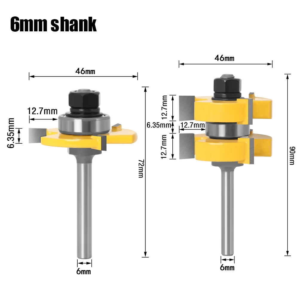 2pc 6mm 1/4Shank Tongue &amp; Groove Router Bit Set - Large Stock up to 1-1/4&quot; wor c - £221.40 GBP