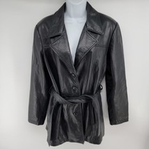 Jacqueline Ferrar Leather Jacket Black Womens Size L Genuine - £27.65 GBP