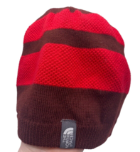 The North Face Knit Beanie Hat Cap Burgundy Red Stripe Slouchy Mens Womens OS - £29.45 GBP