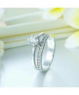 2 in 1 Solitaire Double Band Bridal Wedding Engagement Ring Set 14k Gold... - £46.75 GBP