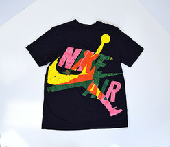 Nike Air Jordan Graphic Spell Out Jumpman Swoosh Mens Black T-Shirt Sz Med - £14.95 GBP