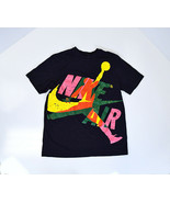 Nike Air Jordan Graphic Spell Out Jumpman Swoosh Mens Black T-Shirt Sz Med - £13.97 GBP