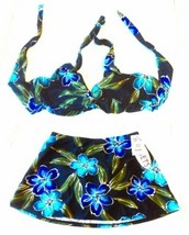 Sunsets Costa Rica Black Halter Bikini Size 34E-Cup Top &amp; Small Bottoms NWT $118 - £52.96 GBP