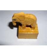 Penguin Brand Elephant Vintage Pencil Sharpener Wood Gloss Finish Red - $27.73 CAD
