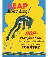 3556.Leap Don't Lag War Bonds propaganda frog POSTER.Home School art dec... - $17.10+