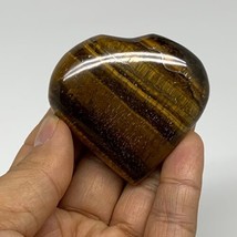 81.3g, 2&quot;x2.2&quot;x0.8&quot;, Tiger&#39;s Eye Heart Polished Healing Crystal @India, B33882 - £18.68 GBP