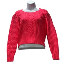 Divided by H&amp;M Women’s Cable Knit Pullover Cropped Vibrant Pink Sweater Womens 2 - £7.22 GBP