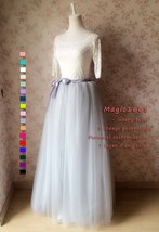 Gray Extra Long Tulle Skirt Outfit Women Custom Plus Size Tulle Maxi Skirts image 6