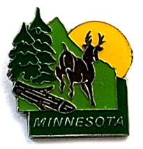 Minnesota State Souvenir Pin Deer Trees Sunset Nature Scene Travel Colle... - €8,55 EUR