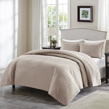 Taupe King(104&quot;X90&quot;) 3 Pc. Comfort Spaces Kienna Quilt Set - Luxury Double Sided - £50.12 GBP